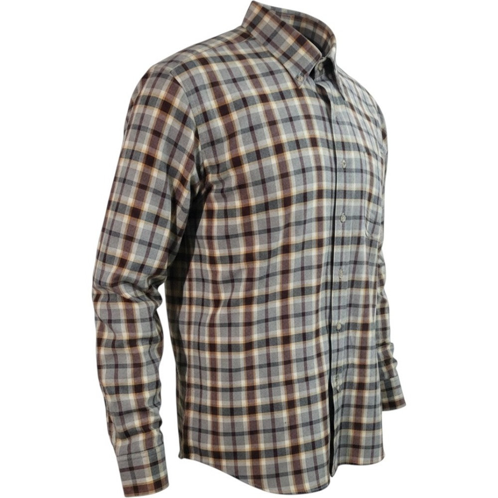Retro Sir Pendleton Mens XL Plaid Wool Button Up Shirt Brown Gray Tan Vintage